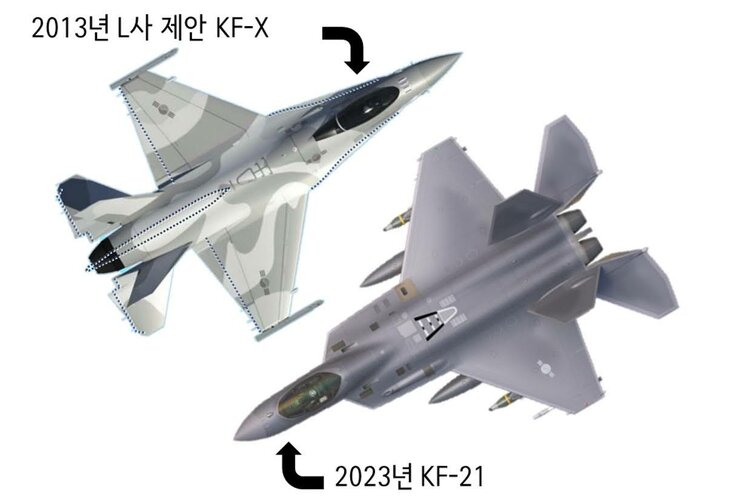 외국업체 제안 KF-X 모델과 실제 KF-21과의 디자인비교 사진출처 김민석.jpg