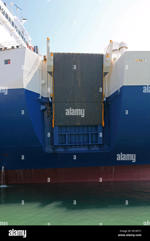 side-ramp-at-ro-ro-ferry-ship-car-carrier-W1AP11.jpg